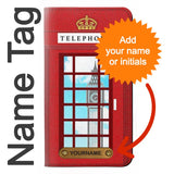iPhone 12 Pro, 12 PU Leather Flip Case England Classic British Telephone Box Minimalist with leather tag