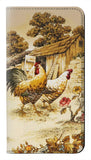 Samsung Galaxy A22 5G PU Leather Flip Case French Country Chicken