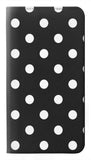 Samsung Galaxy A20, A30, A30s PU Leather Flip Case Black Polka Dots