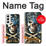 Samsung Galaxy S22 5G Hard Case Pirate Skull Punk Rock with custom name