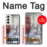 Samsung Galaxy S22 5G Hard Case Eiffel Painting of Paris with custom name