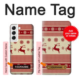 Samsung Galaxy S22 5G Hard Case Christmas Snow Reindeers with custom name