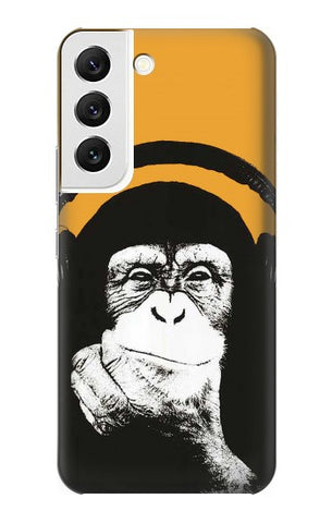 Samsung Galaxy S22 5G Hard Case Funny Monkey with Headphone Pop Music