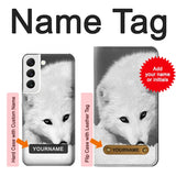  Moto G8 Power Hard Case White Arctic Fox with custom name