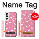 Samsung Galaxy S22 5G Hard Case Pink Flamingo Pattern with custom name