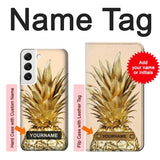  Moto G8 Power Hard Case Gold Pineapple with custom name