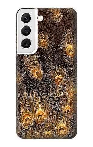 Samsung Galaxy S22 5G Hard Case Gold Peacock Feather