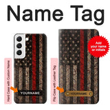 Samsung Galaxy S22 5G Hard Case Fire Fighter Metal Red Line Flag Graphic with custom name