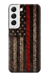 Samsung Galaxy S22 5G Hard Case Fire Fighter Metal Red Line Flag Graphic