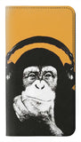 Samsung Galaxy S22 Ultra 5G PU Leather Flip Case Funny Monkey with Headphone Pop Music
