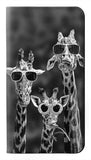 Samsung Galaxy A22 4G PU Leather Flip Case Giraffes With Sunglasses
