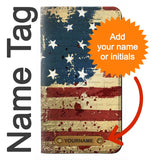 Google Pixel 6a PU Leather Flip Case Old American Flag with leather tag