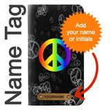 Apple iiPhone 14 Pro PU Leather Flip Case Peace Sign with leather tag