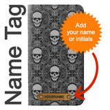 Samsung Galaxy A42 5G PU Leather Flip Case Skull Vintage Monochrome Pattern with leather tag