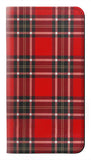 Motorola One 5G PU Leather Flip Case Tartan Red Pattern