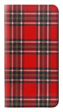 Samsung Galaxy A12 PU Leather Flip Case Tartan Red Pattern
