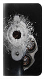 Samsung Galaxy A20, A30, A30s PU Leather Flip Case Gun Bullet Hole Glass