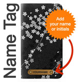 Samsung Galaxy S22+ 5G PU Leather Flip Case Japanese Style Black Flower Pattern with leather tag