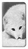 LG G8 ThinQ PU Leather Flip Case White Arctic Fox