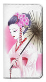 Google Pixel 4a PU Leather Flip Case Devushka Geisha Kimono
