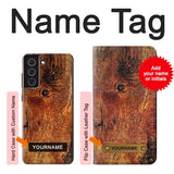 Samsung Galaxy S21 FE 5G Hard Case Wood Skin Graphic with custom name