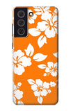 Samsung Galaxy S21 FE 5G Hard Case Hawaiian Hibiscus Orange Pattern