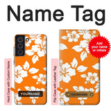 Samsung Galaxy S21 FE 5G Hard Case Hawaiian Hibiscus Orange Pattern with custom name