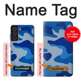 Samsung Galaxy S21 FE 5G Hard Case Army Blue Camouflage with custom name