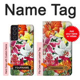 Samsung Galaxy S21 FE 5G Hard Case Retro Art Flowers with custom name