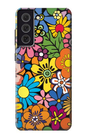 Samsung Galaxy S21 FE 5G Hard Case Colorful Flowers Pattern