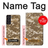 Samsung Galaxy S21 FE 5G Hard Case Army Camo Tan with custom name