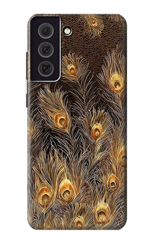 Samsung Galaxy S21 FE 5G Hard Case Gold Peacock Feather