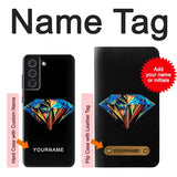 Samsung Galaxy S21 FE 5G Hard Case Abstract Colorful Diamond with custom name