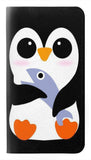  Moto G8 Power PU Leather Flip Case Cute Baby Penguin