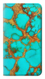 Motorola One 5G PU Leather Flip Case Aqua Copper Turquoise Gems