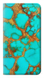 LG V60 ThinQ 5G PU Leather Flip Case Aqua Copper Turquoise Gems