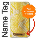 Samsung Galaxy Flip3 5G PU Leather Flip Case Yellow Snake Skin with leather tag