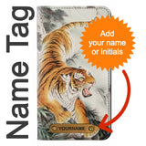 Samsung Galaxy S21 5G PU Leather Flip Case Chinese Tiger Tattoo Painting with leather tag