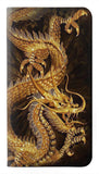 Apple iiPhone 14 Pro PU Leather Flip Case Chinese Gold Dragon Printed
