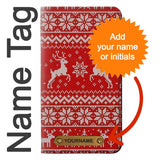 Samsung Galaxy A13 4G PU Leather Flip Case Christmas Reindeer Knitted Pattern with leather tag