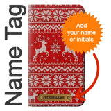 Samsung Galaxy Flip4 PU Leather Flip Case Christmas Reindeer Knitted Pattern with leather tag