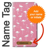 iPhone 13 PU Leather Flip Case Pink Flamingo Pattern with leather tag