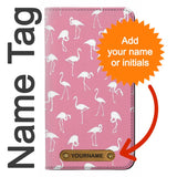 Apple iPhone 14 PU Leather Flip Case Pink Flamingo Pattern with leather tag