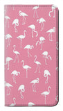 Samsung Galaxy S22 5G PU Leather Flip Case Pink Flamingo Pattern