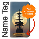 iPhone 13 PU Leather Flip Case Pirate Ship Moon Night with leather tag