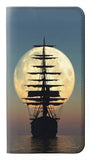 iPhone 13 PU Leather Flip Case Pirate Ship Moon Night