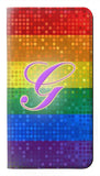 LG Velvet PU Leather Flip Case Rainbow Gay Pride Flag Device