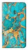 Samsung Galaxy A22 5G PU Leather Flip Case Aqua Turquoise Stone