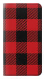 Samsung Galaxy A21s PU Leather Flip Case Red Buffalo Check Pattern