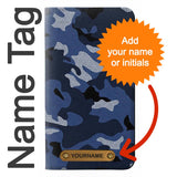 LG Velvet PU Leather Flip Case Navy Blue Camouflage with leather tag